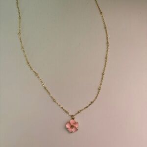 Hibiscus flower gold necklace